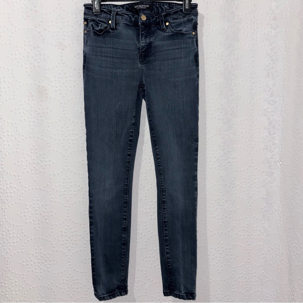 Liverpool Los Angeles Ankle Skinny Jeans 26/2 Stonewash Stretch Denim Mid Rise